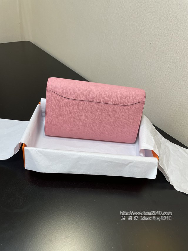 Hermes女士小挎包 愛馬仕Constance康康to go斜挎包 粉色銀扣  tdh2295